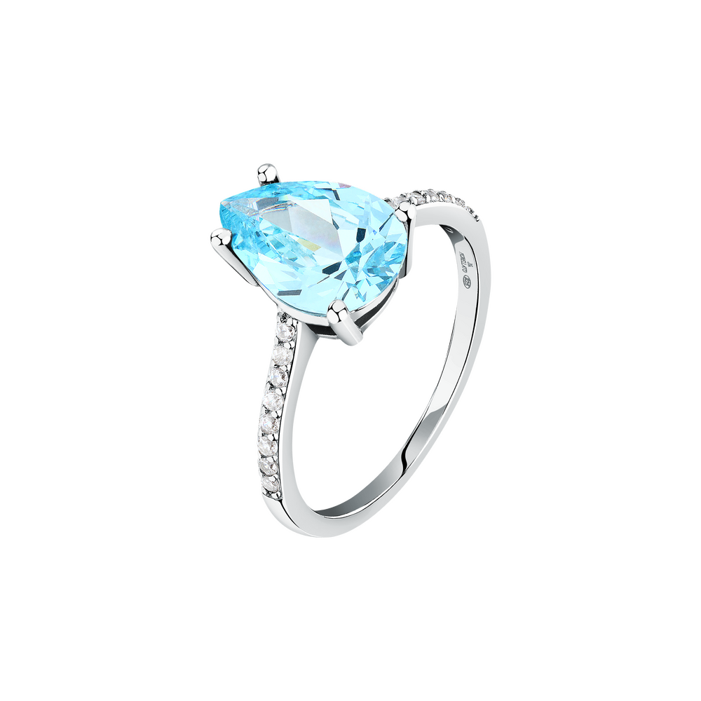 Women's TESORI silver ring with blue stone, Morellato
