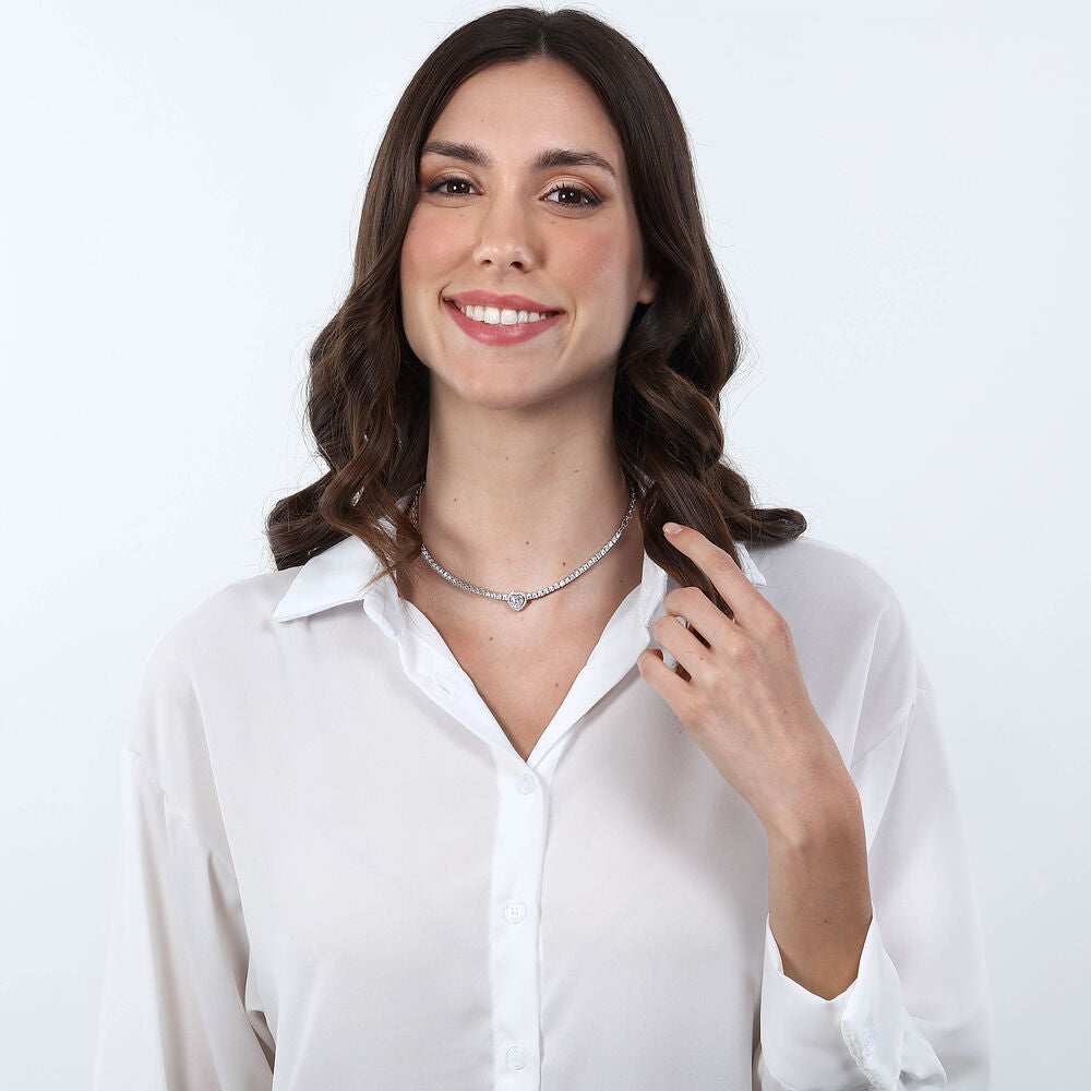 Ženski srebrni ogrtač Tesori s motivom srca