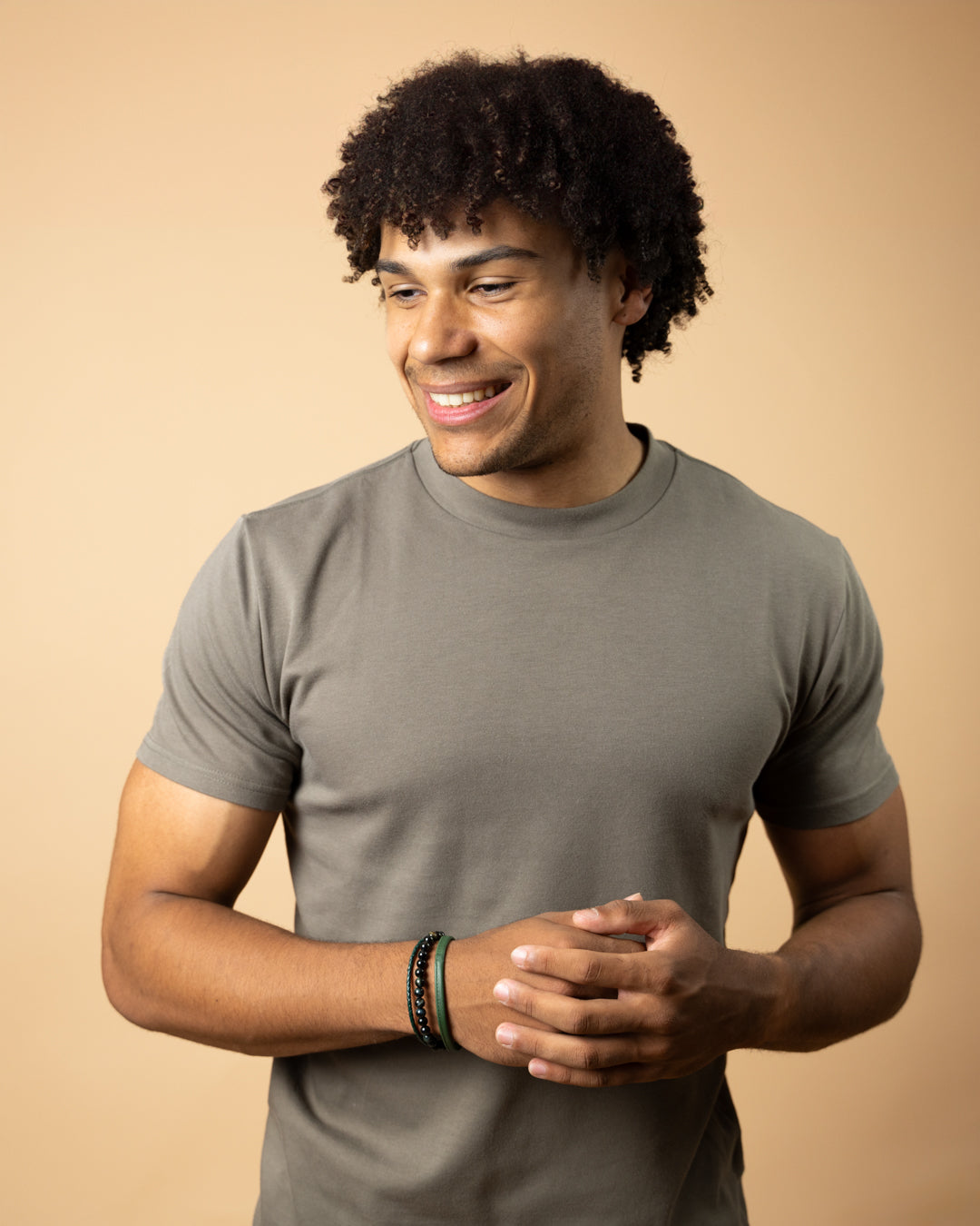 Trostruka narukvica sa zelenim tigrovim okom od 6 mm i kožom Nappa, Blizanci