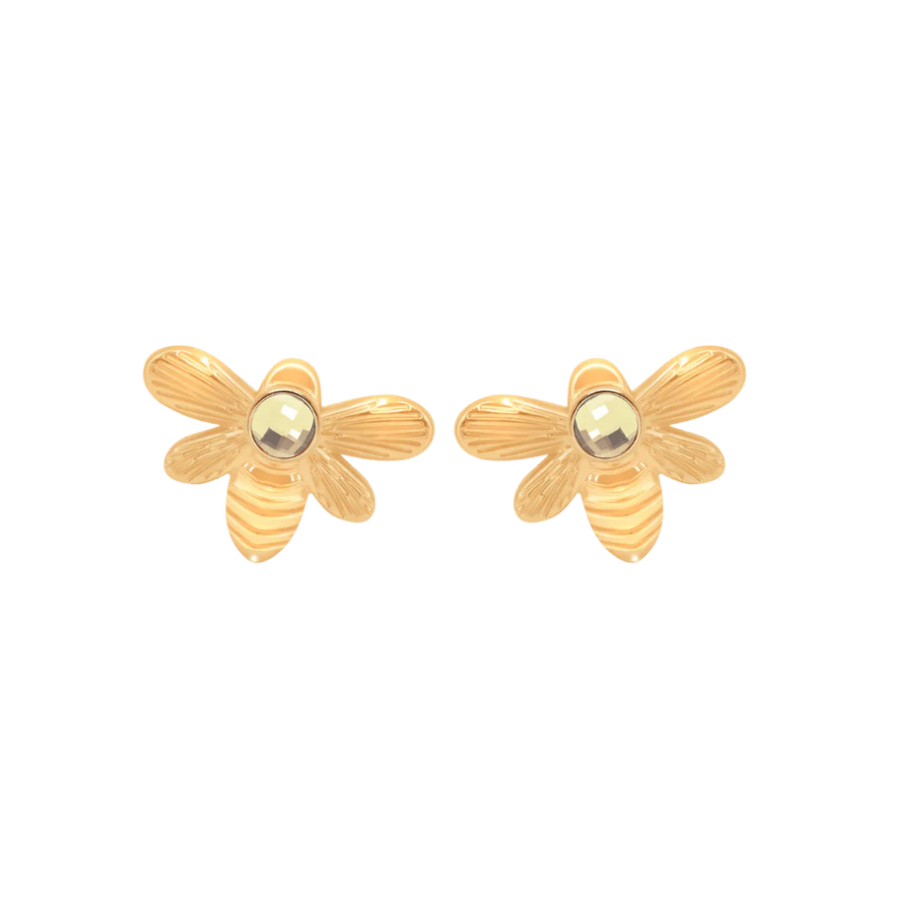 Cercei dama stud Honey, placati cu aur, Lilou