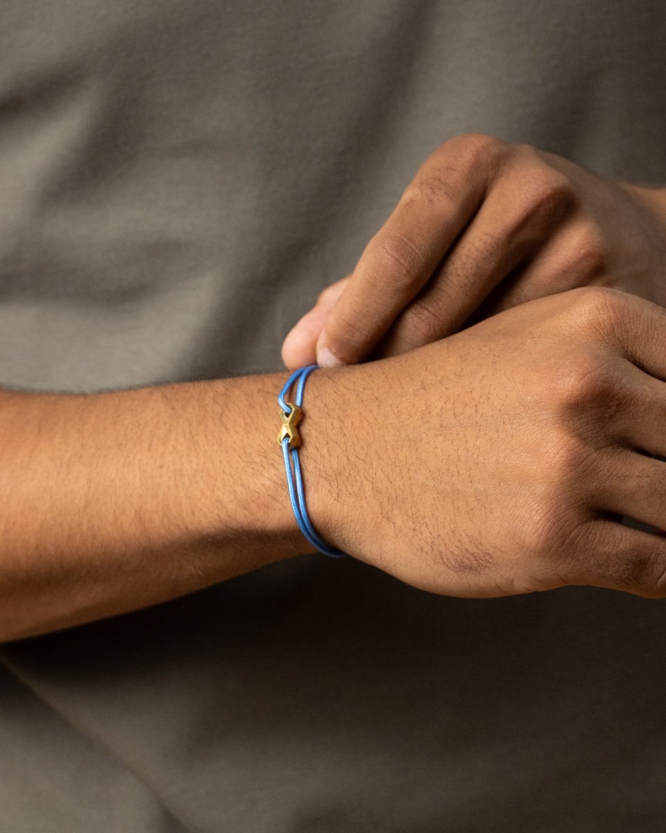 Bratara ajustabila pentru barbati Infinity Light Blue Gold - Bratari pentru barbati - NYL11 - GEMINI - Tessora