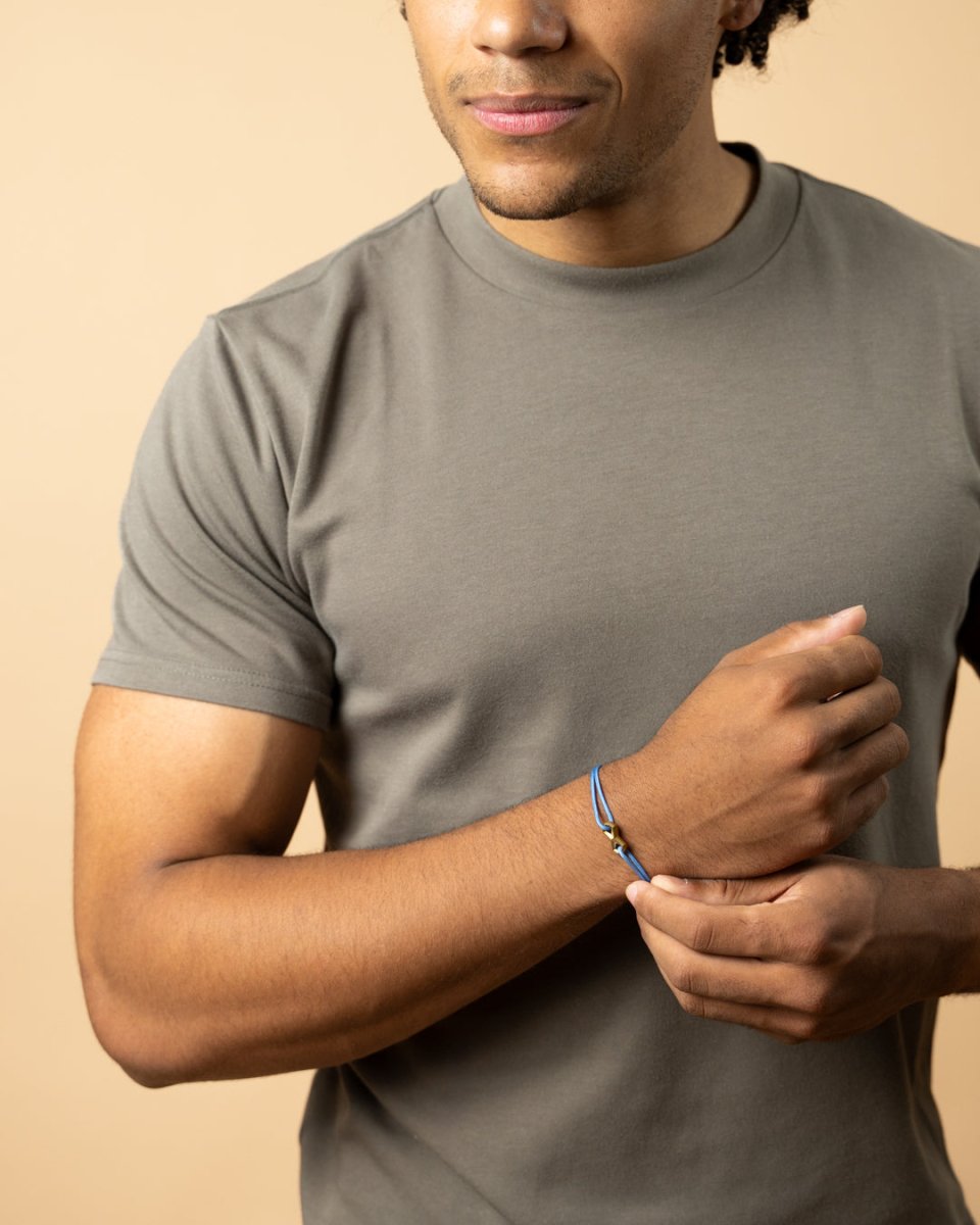 Bratara ajustabila pentru barbati Infinity Light Blue Gold - Bratari pentru barbati - NYL11 - GEMINI - Tessora