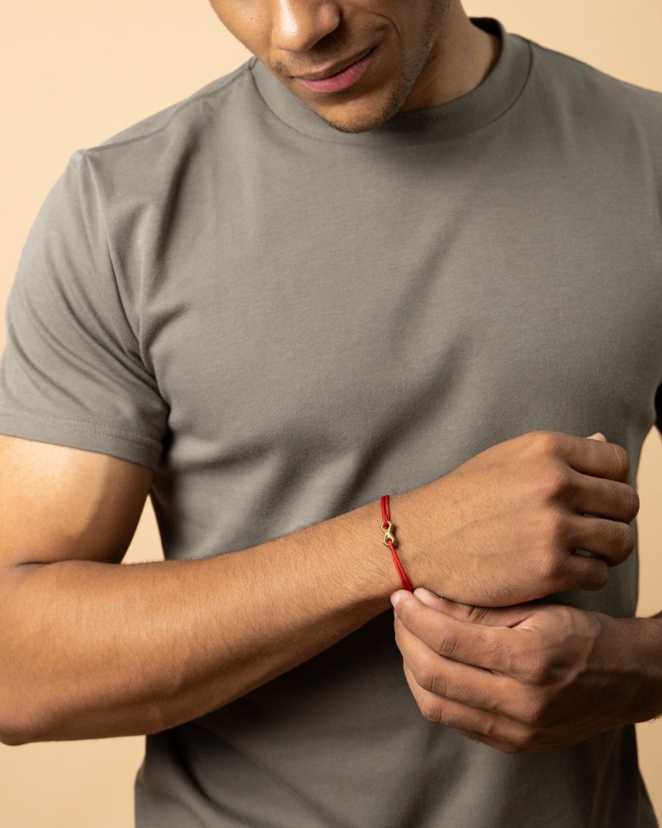 Bratara ajustabila pentru barbati Infinity Red Gold - Bratari pentru barbati - NYL13 - GEMINI - Tessora