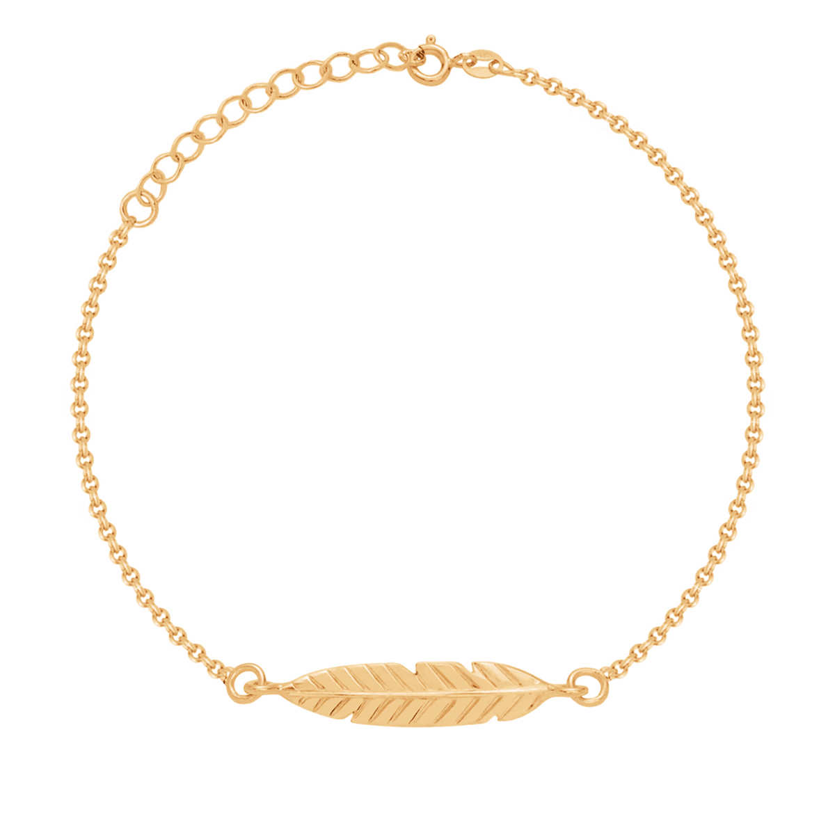 Bratara cu pana placata cu aur de 18k, ajustabila de 16 cm + extensie de 3 cm, gravabila - Bratari ajustabile - 115/25/BR/16/Z - Lilou - Tessora