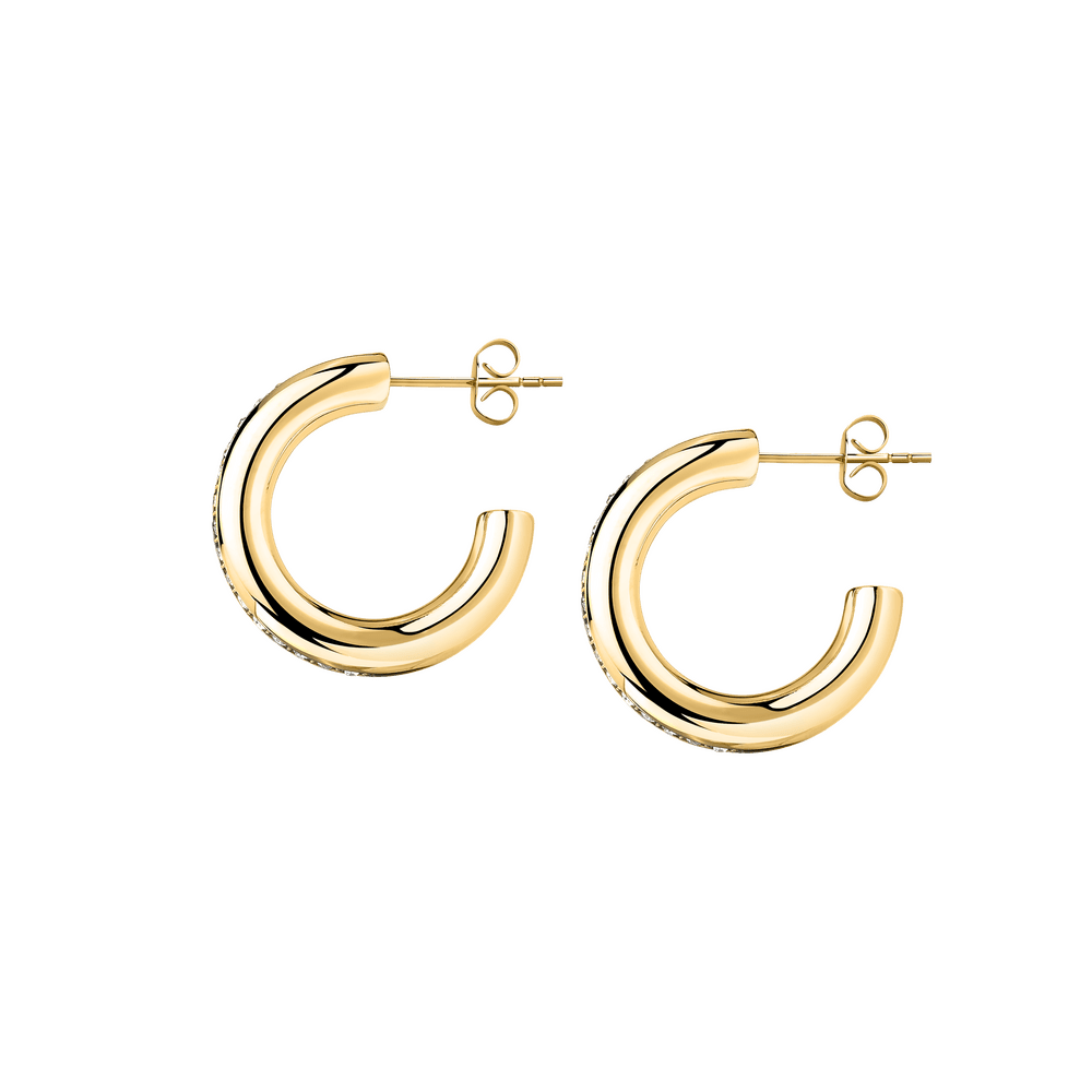 Cercei Creole aurii cu un rand de pietricele de cristal - Cercei rotunzi - savn01 - MORELLATO - Tessora