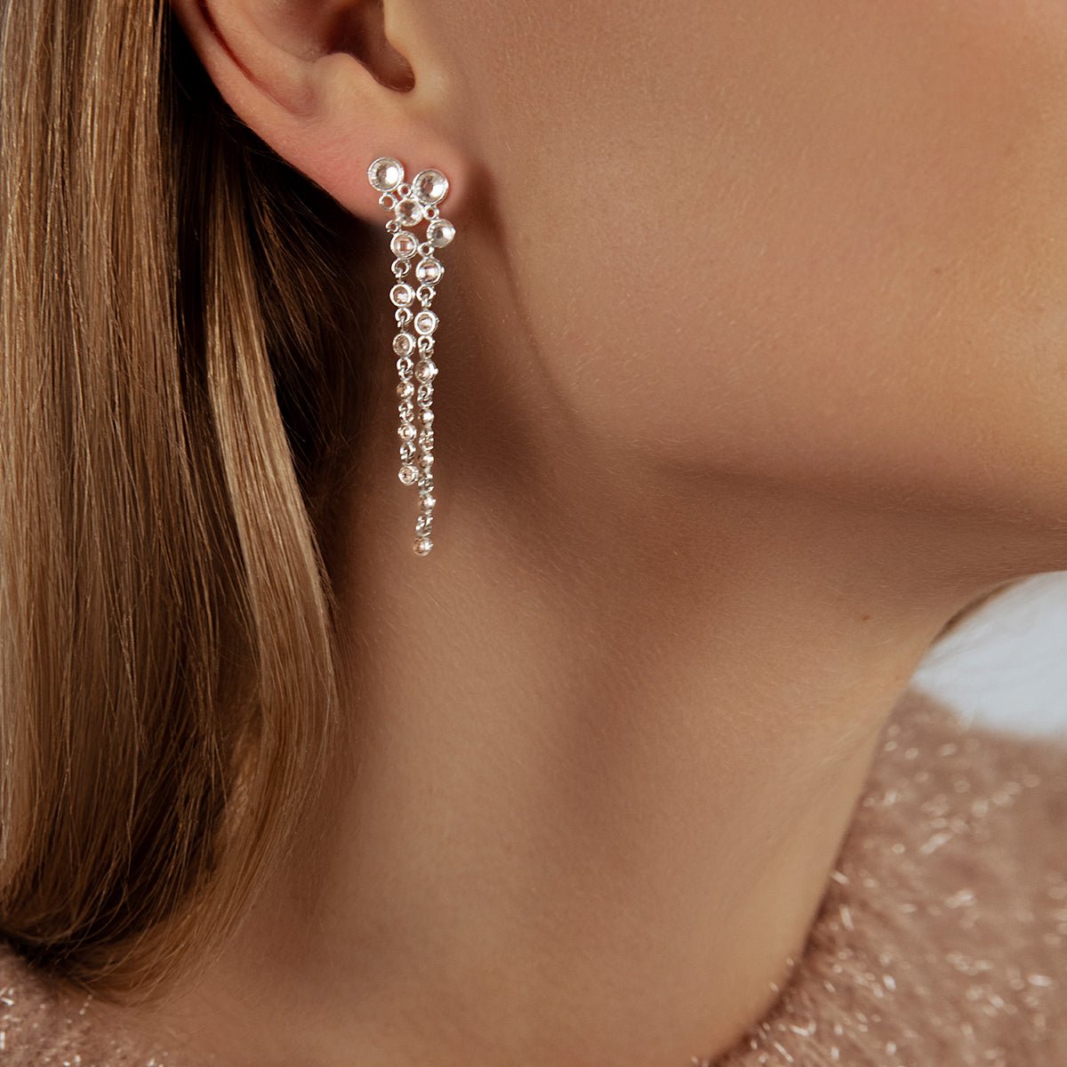 Cercei stralucitori suspendati - Cercei lungi - 209/KOL/2/SR - Lilou - Tessora