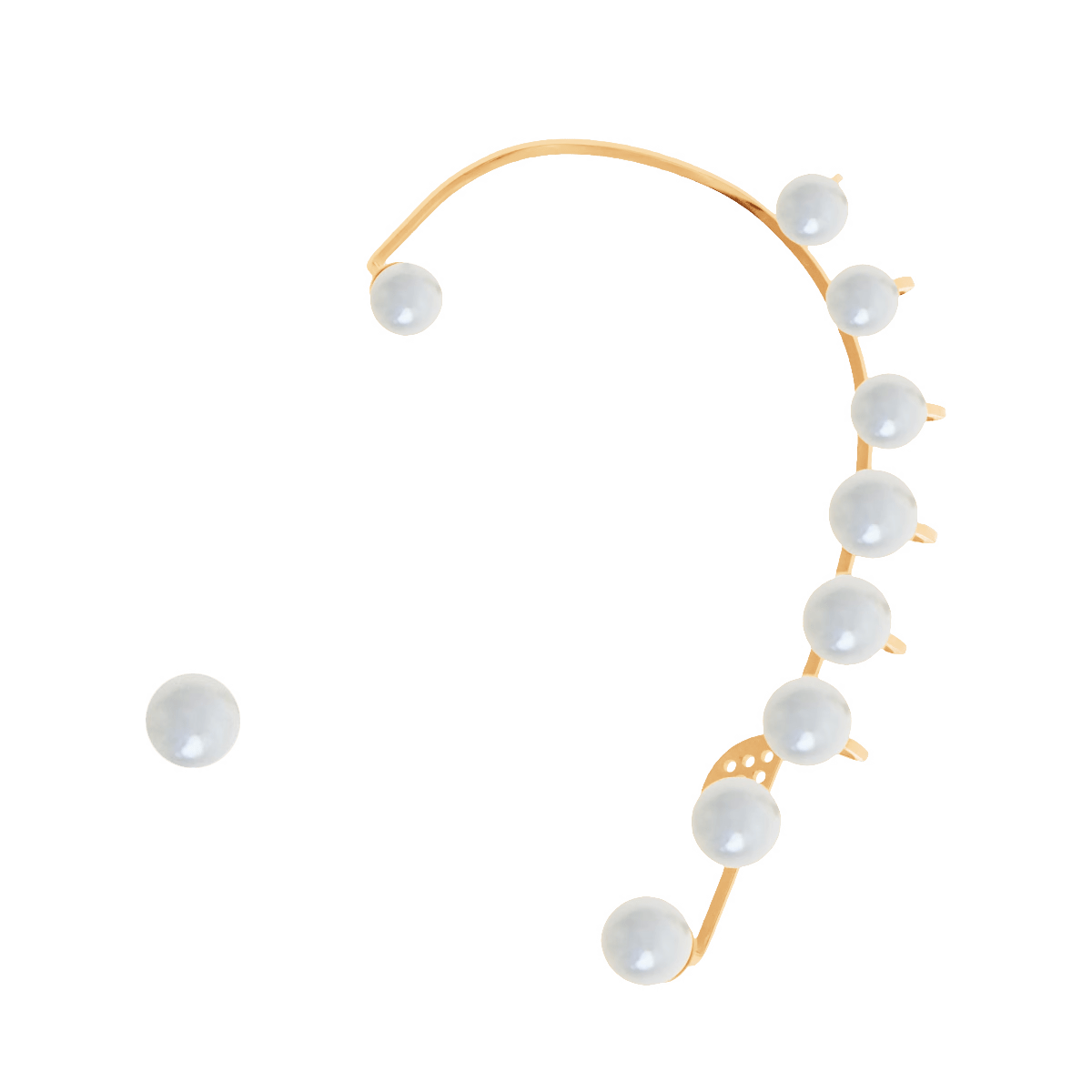 Cercei tip ear cuff Perle - 10 cm dreapta, placat cu aur - Cercei - A03/MARKET/ANS/104 - Lilou - Tessora