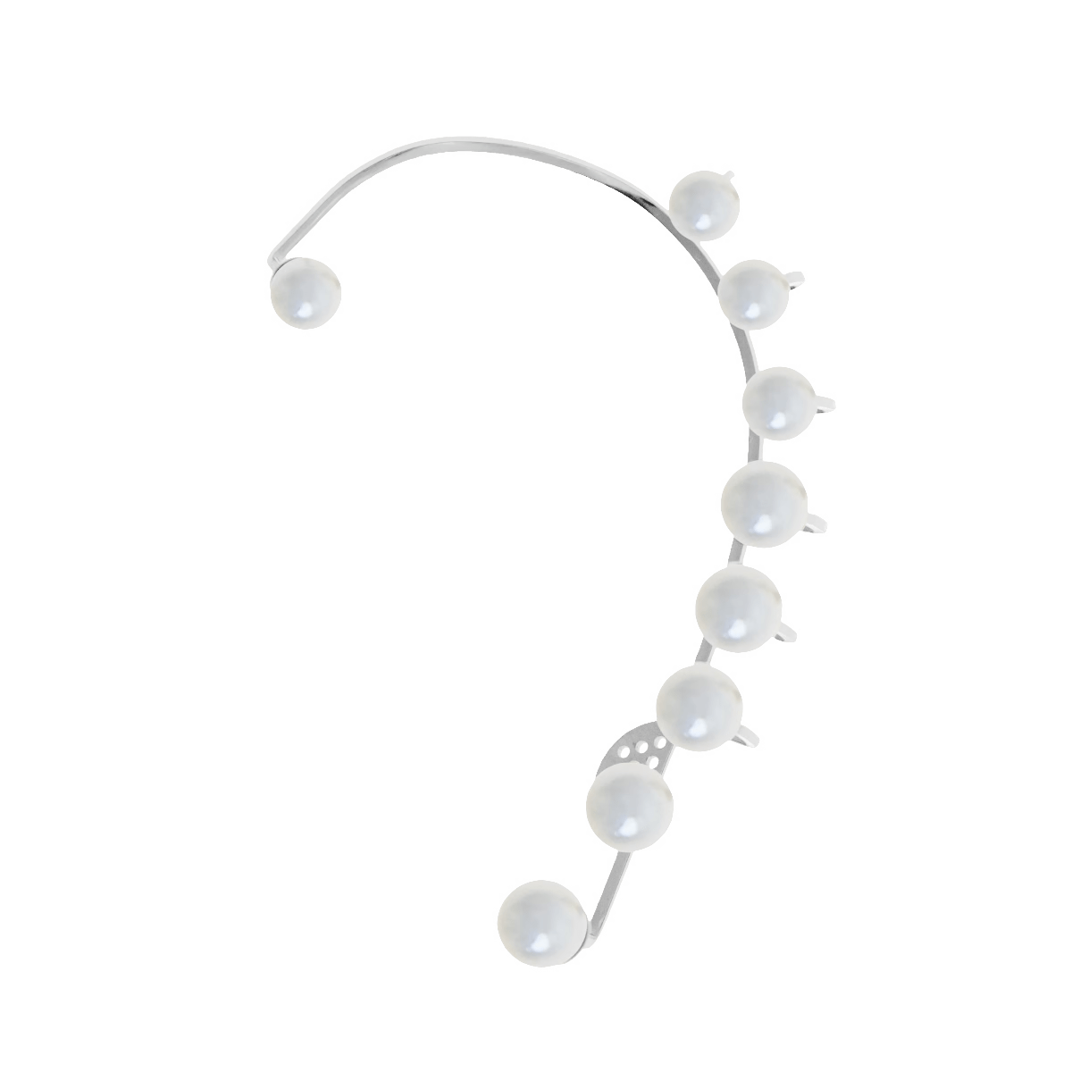 Cercei tip ear cuff Perle - 10 cm stanga, placat cu argint - Cercel individual - A03/MARKET/ANS/103 - Lilou - Tessora