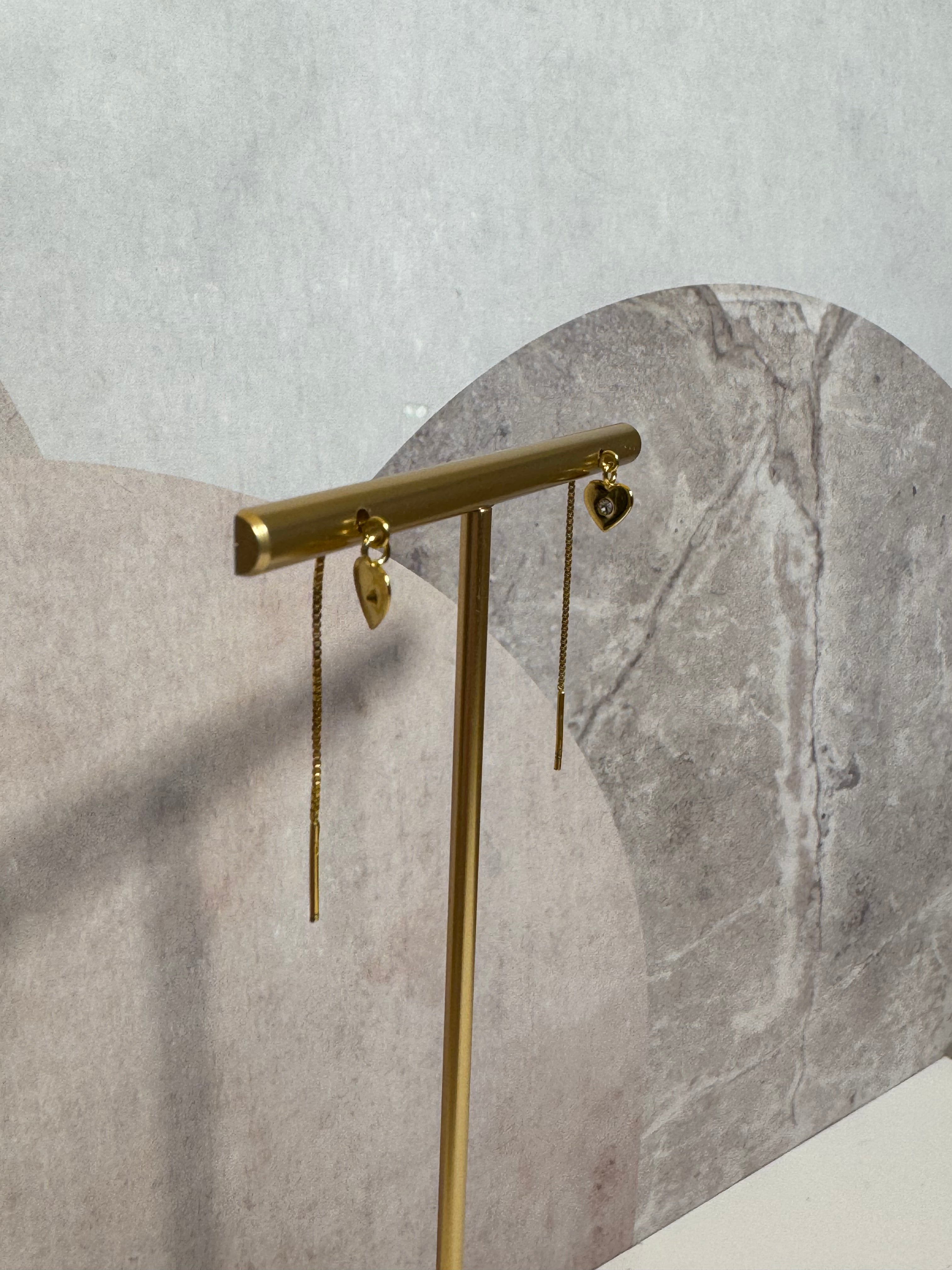 Women's silver earrings, gold plated with heart pendant,  Tessora