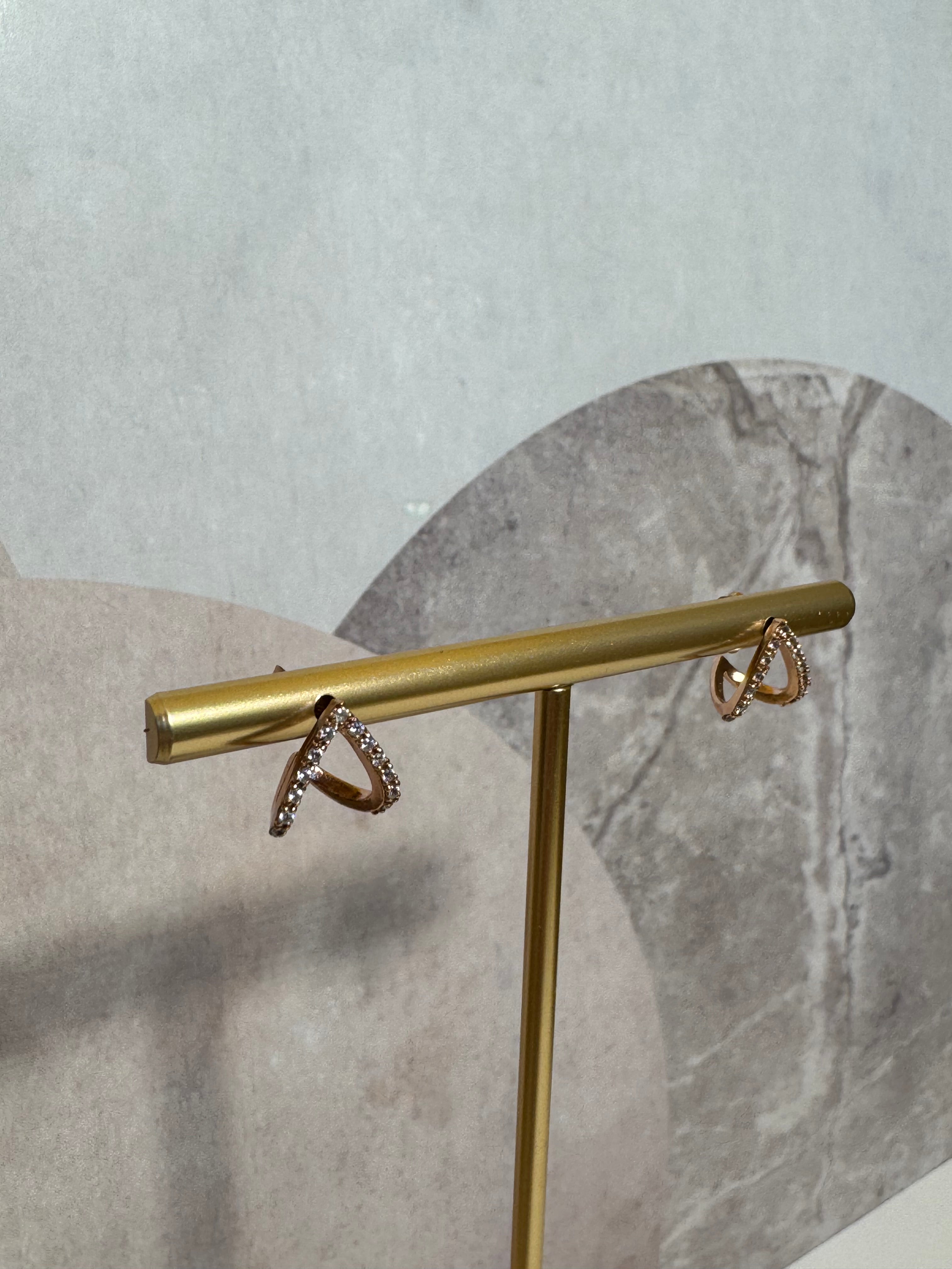 Women’s 925 silver heart-shaped earrings, rose gold plated, TESSORA