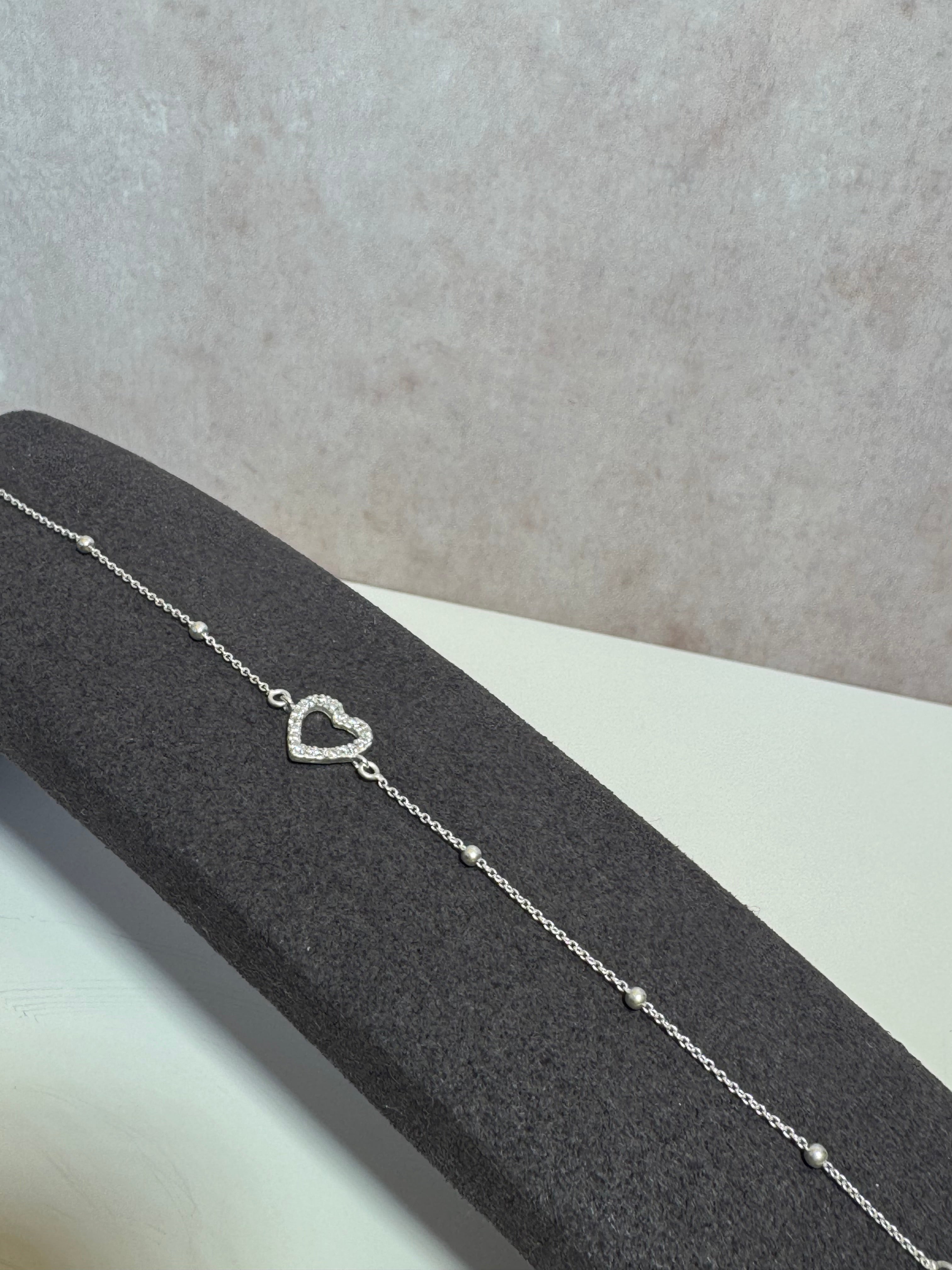 Women's silver bracelet with heart and dots, Tessora