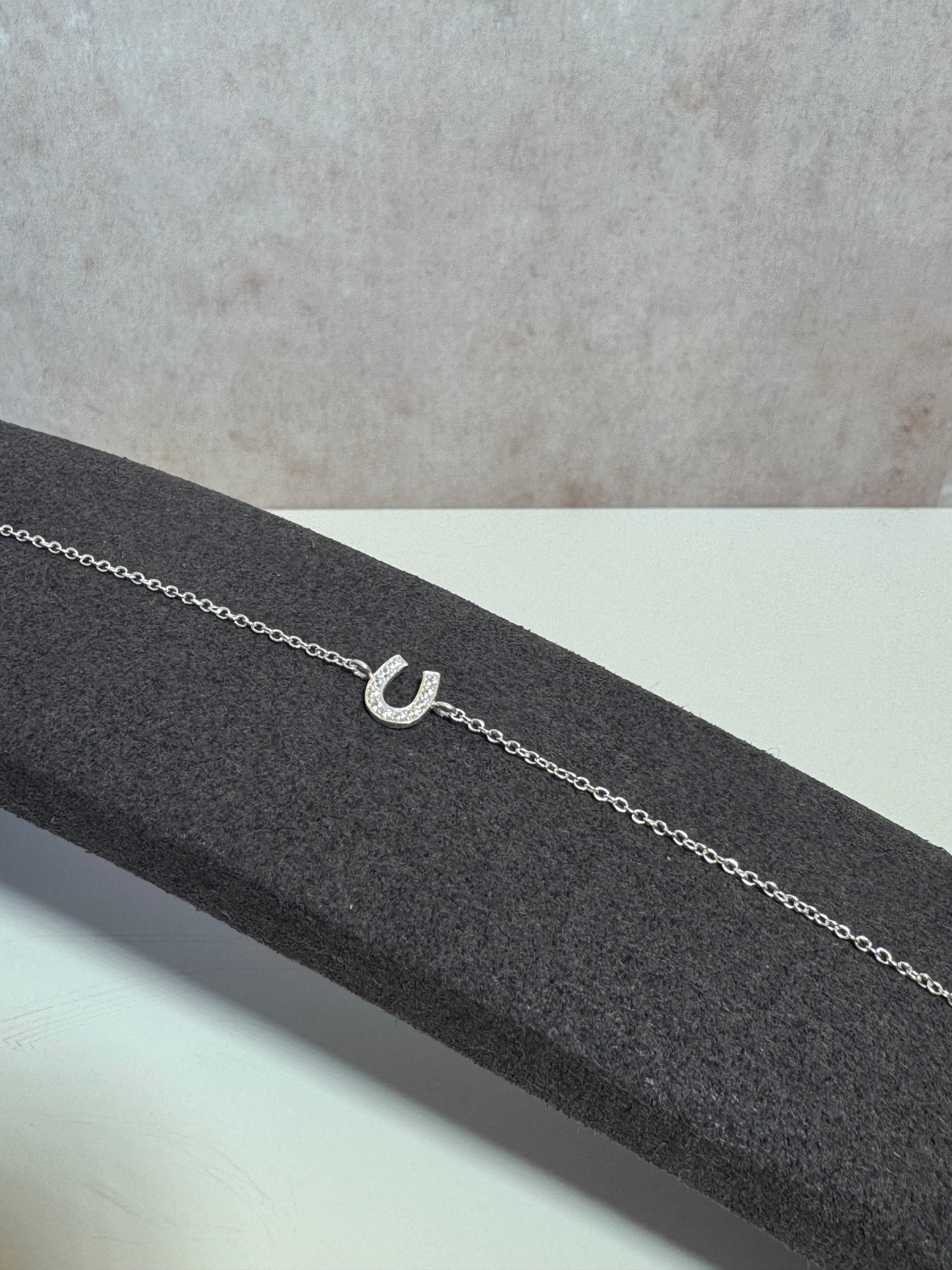 Women's silver bracelet with horseshoe pendant, Tessora