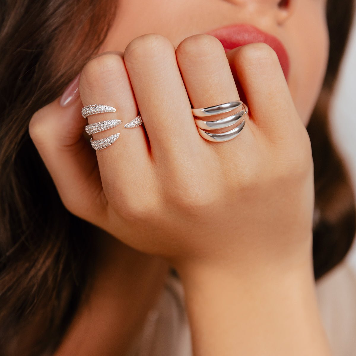 Inel Forza placat cu argint - Inele - 210/L/PIE/SR - Lilou - Tessora