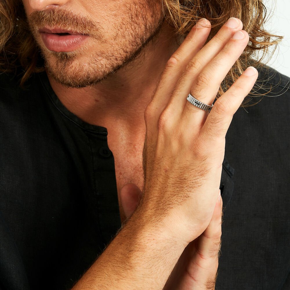 Inel Motown pentru barbati cu cristale negre - Inele pentru barbati - sabh35019 - MORELLATO - Tessora