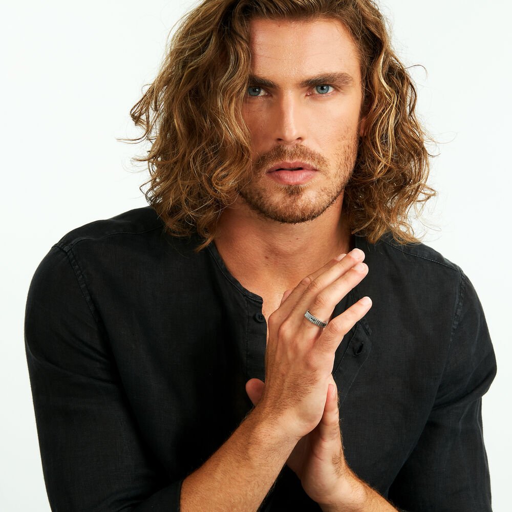 Inel Motown pentru barbati cu cristale negre - Inele pentru barbati - sabh35019 - MORELLATO - Tessora