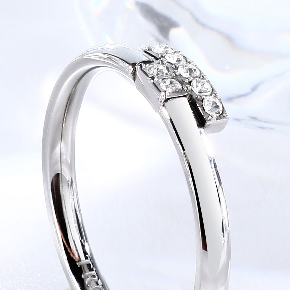 Inel T - LOGO SS cu cristal alb - Inele - TJAXC91012 - TRUSSARDI - Tessora