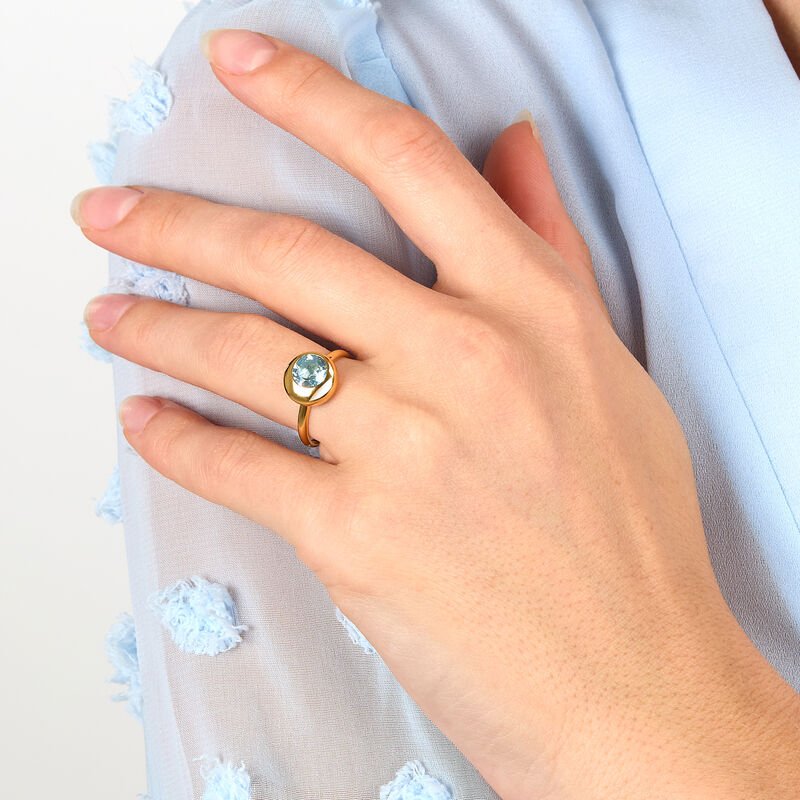 Inel Tesori Eterni din argint placat cu aur galben, cu topaz albastru, mar 12, Morellato - Inele cu pietre - SAXN24012 - MORELLATO - Tessora