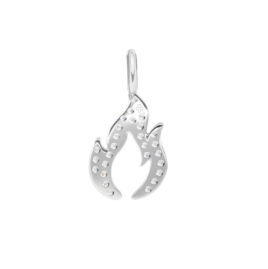 Pandantiv Flame de 1,2 cm, cu cristale zirconiu, placat cu argint, Lilou - Talismane tip pandantiv - 244/12/ZAW/BIC/SR - Lilou - Tessora