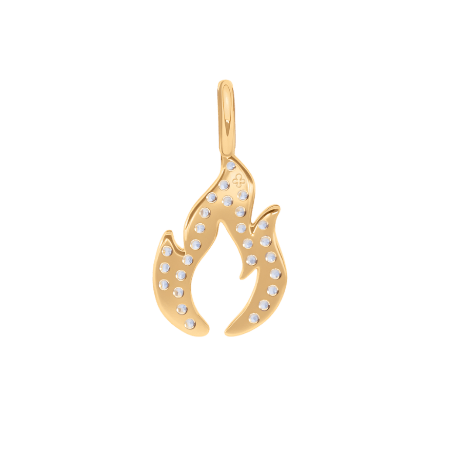 Pandantiv Flame de 1,2 cm, cu cristale zirconiu, placat cu aur, Lilou - Talismane tip pandantiv - 244/12/ZAW/BIC/PO - Lilou - Tessora