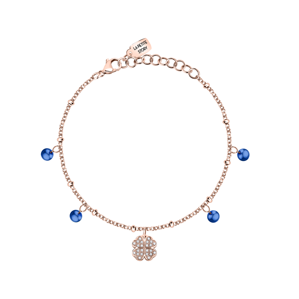 Ženska zlatna narukvica s podesivom veličinom i privjeskom u obliku deteline, LA PETITE STORY
