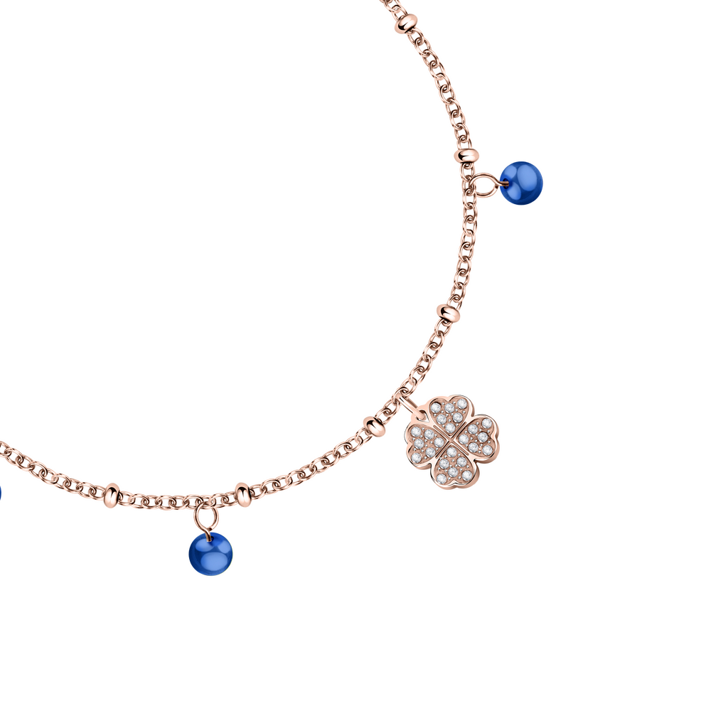 Ženska zlatna narukvica s podesivom veličinom i privjeskom u obliku deteline, LA PETITE STORY