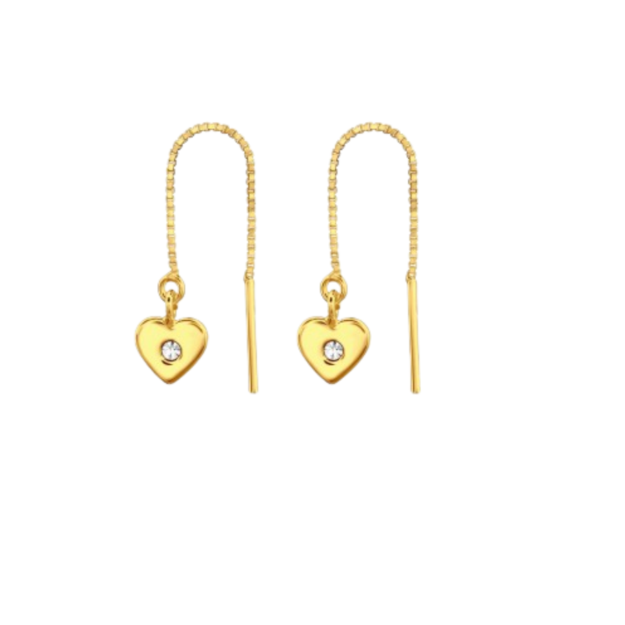 Women's silver earrings, gold plated with heart pendant, Tessora
