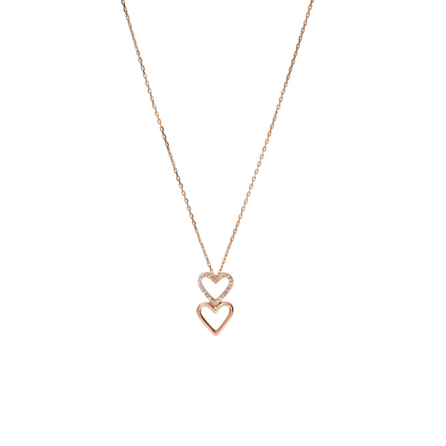 Women's Silver Necklace GOT ME with Heart, Rose Gold-Plated, White Zirconia, 42cm, ROSATO