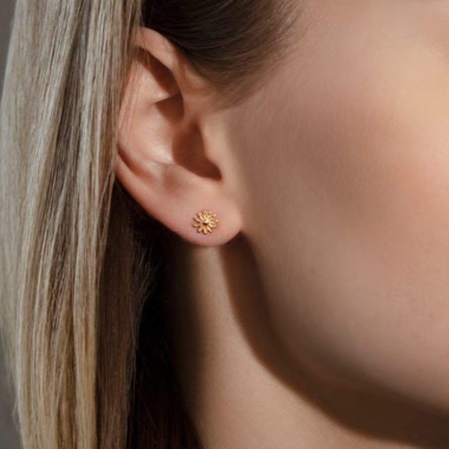 Flowers Etincelle stud earrings, gold plated, Lilou