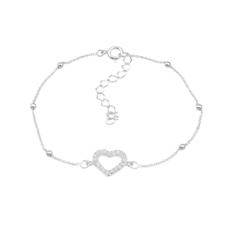 Women's silver bracelet with heart and dots, Tessora