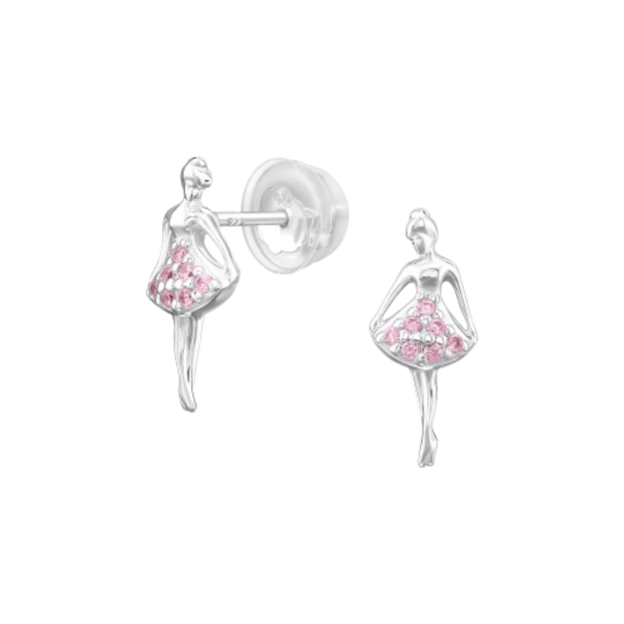 Srebrni nakit za žene: naušnice s privjeskom u obliku balerine, TESSORA