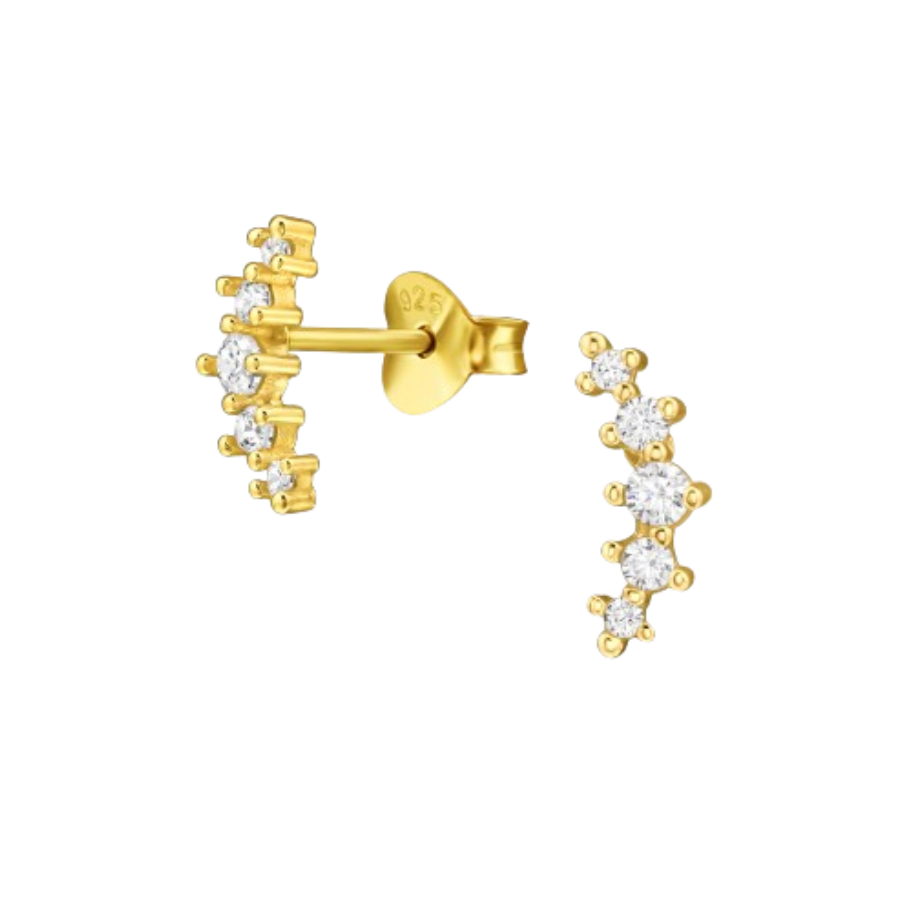 Ženske srebrne naušnice pozlačene s kamenčićima u nizu, Tessora