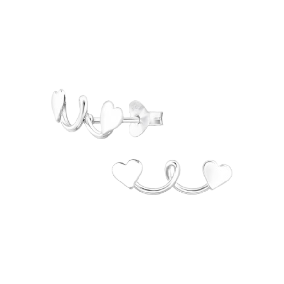 Ženske srebrne naušnice s zakrivljenim srcima, Tessora