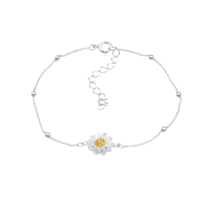 Ženska srebrna narukvica s cvijetom grma i točkicama, Tessora