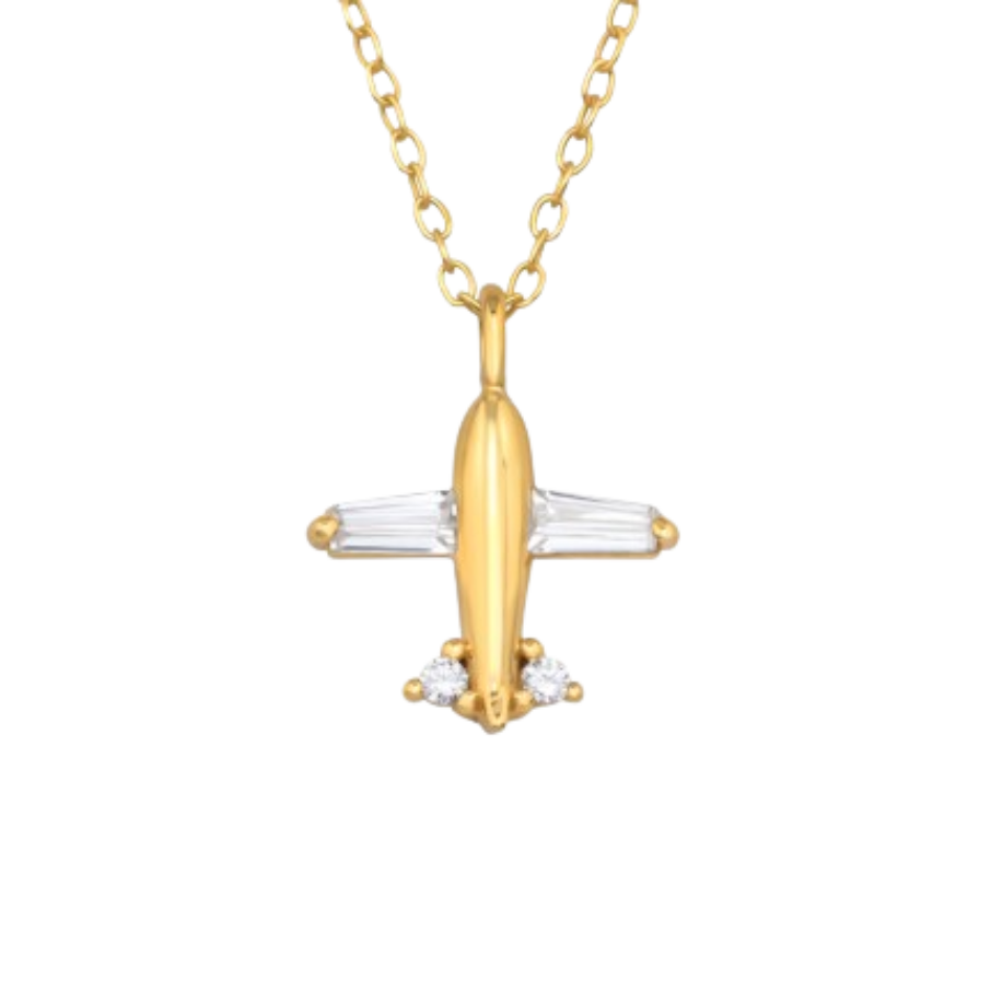 Ženski srebrni ogrtač pozlaćen, s privjeskom u obliku aviona, TESSORA