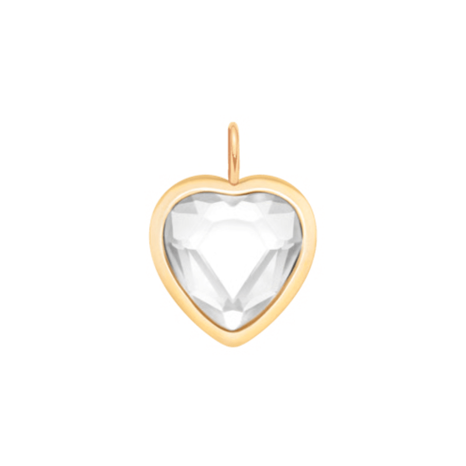 Women's Icons pendant with white heart - shaped crystal, gold - plated, Lilou - Pendant Charms - 231/20/ZAW/BIA/KR/PO - Lilou - Tessora