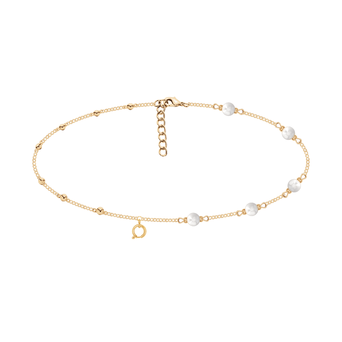 Women's necklace with 5 mm pearls with pendant holder gold - plated, Lilou - Pearl Necklaces - 222/350/LAN/PEB/PO - Lilou - Tessora