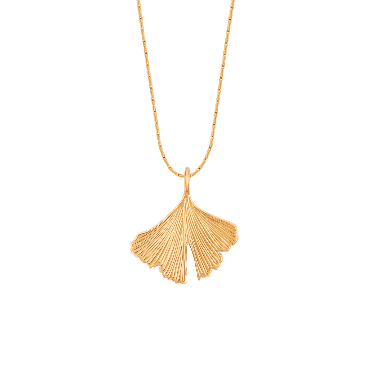 Women's necklace with Ginko pendant gold - plated on Sublime chain 40.5 cm, Lilou - Pendant Necklaces - A03/MARKET/ANS/77 - Lilou - Tessora