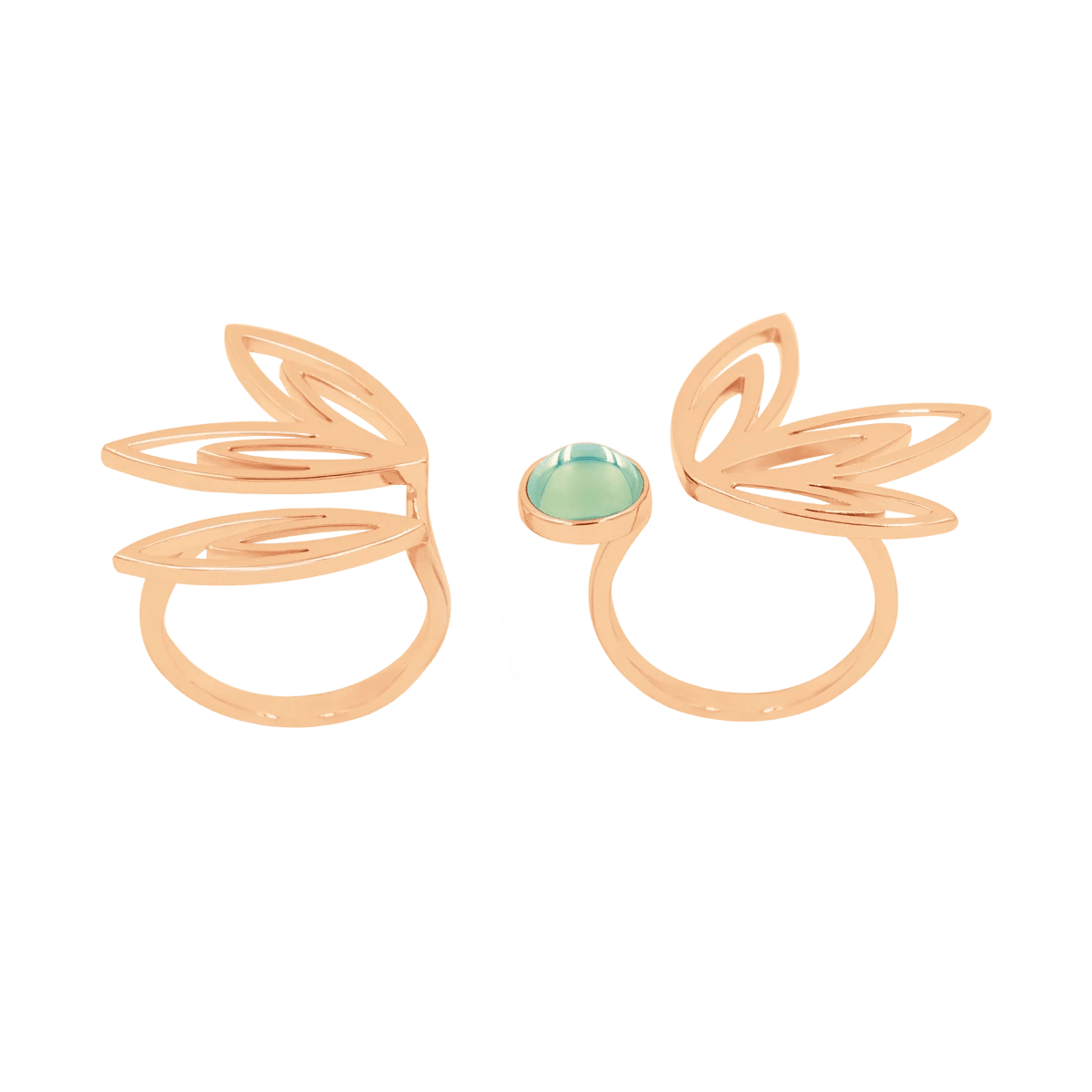 Women's ring Sunshine statement for two fingers with green amethyst gold - plated, Lilou - Rings - 126/11/PIE/ZIA/RZ - Lilou - Tessora