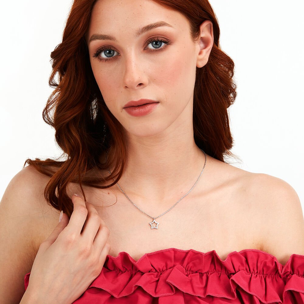 Women's Silver Necklace with Star Pendant, LA PETITE STORY - Silver Necklaces - lps10awv14 - LA PETITE STORY - Tessora