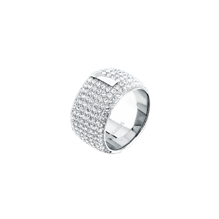 Women's T - ROUND steel ring with cristals, Trussardi - Rings - TJAYF18012 - 52 - Trussardi - Tessora