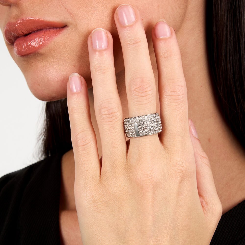 Women's T - ROUND steel ring with cristals, Trussardi - Rings - TJAYF18012 - 52 - Trussardi - Tessora