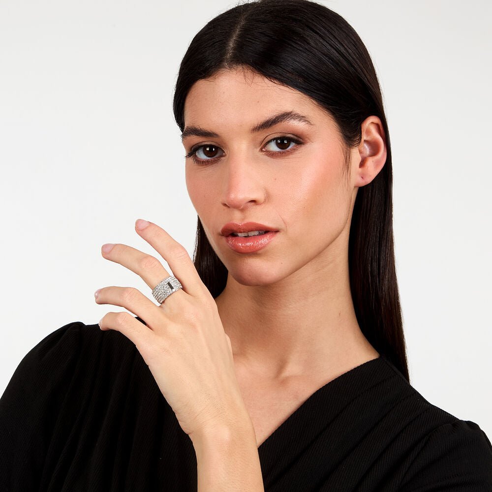 Women's T - ROUND steel ring with cristals, Trussardi - Rings - TJAYF18012 - 52 - Trussardi - Tessora