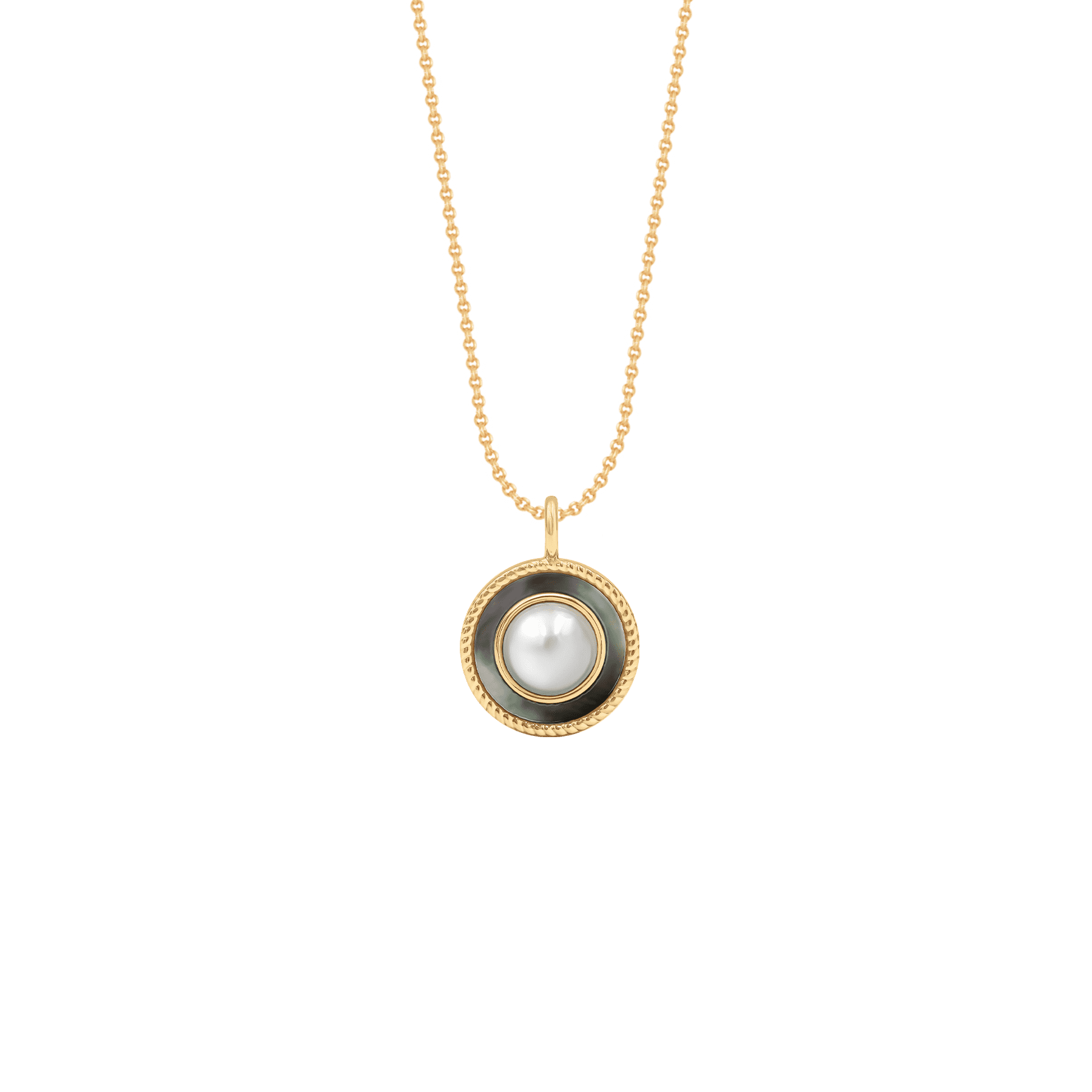 Colier dama Cosmos, cu perla alba, placat cu aur, Lilou
