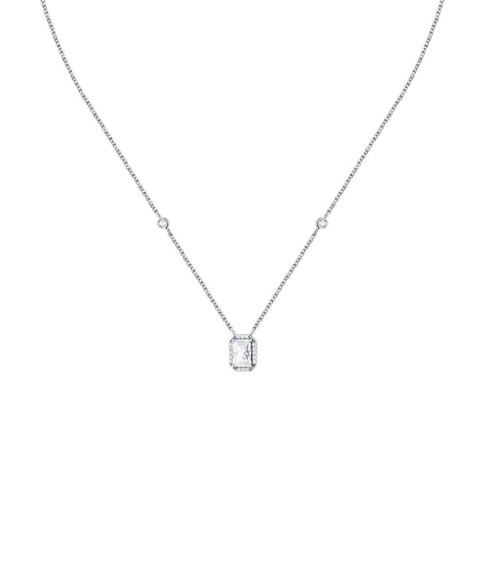 Women’s silver Tesori necklace with white cubic zirconia, Morellato