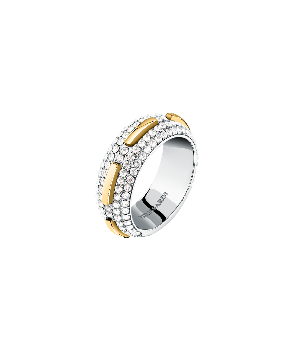 Women’s Concept ring in stainless steel with yellow gold finish, Trussardi