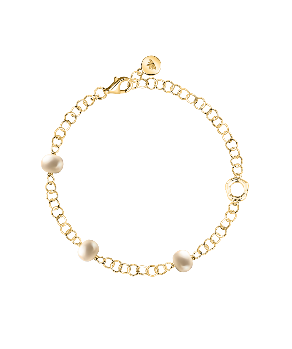 Women’s silver Perla bracelet yellow gold finish with freshwater pearls, Morellato