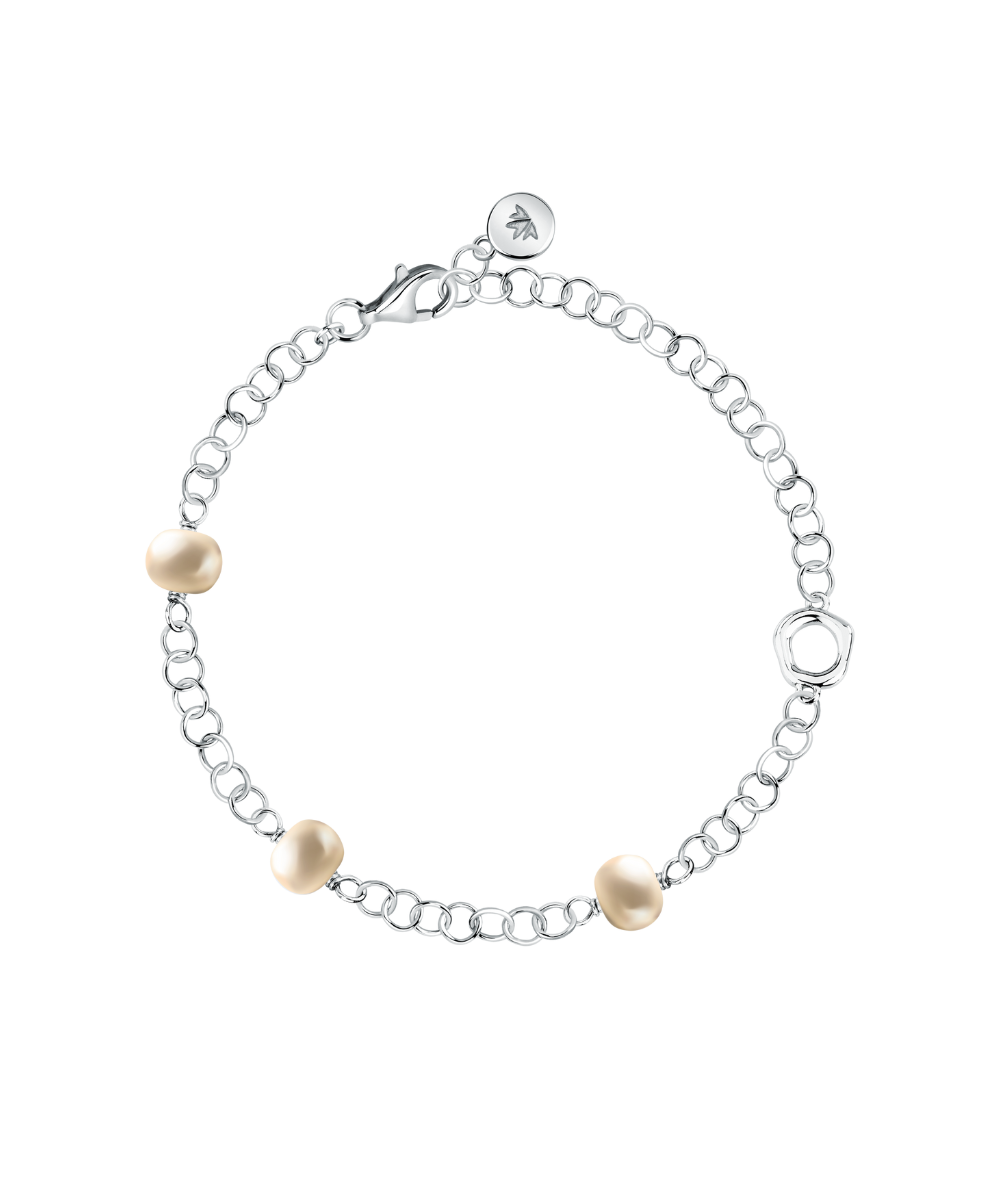 Women’s silver Perla bracelet with freshwater pearls, Morellato