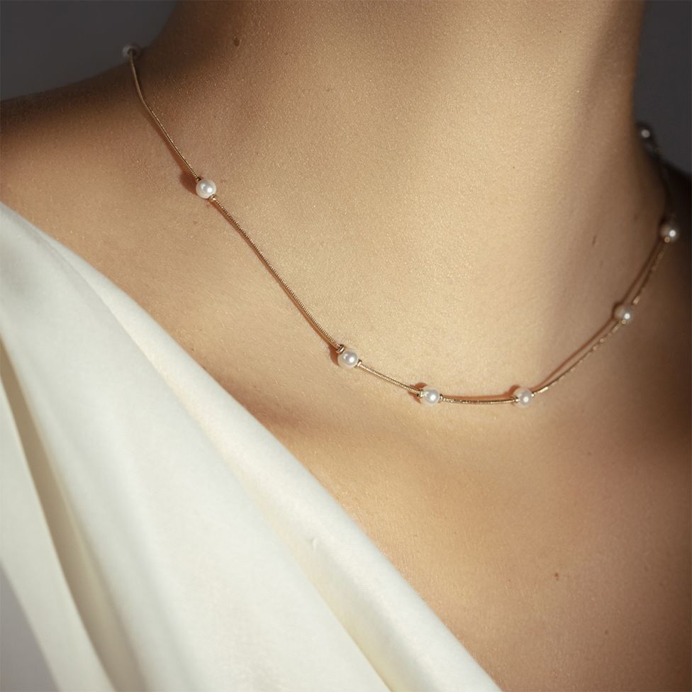 Ženska ogrlica s podesivom dužinom, biseri, 40+5 cm, Lilou