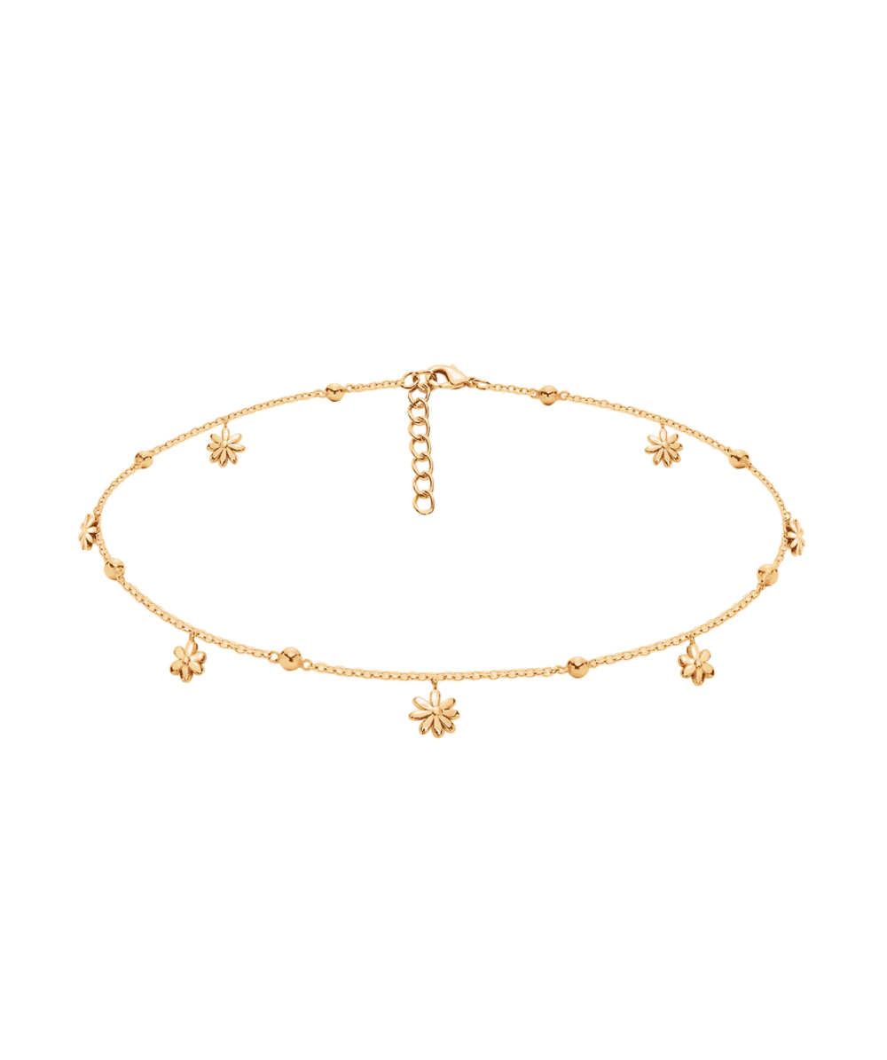 Choker dama Flowers, placat cu aur, Lilou
