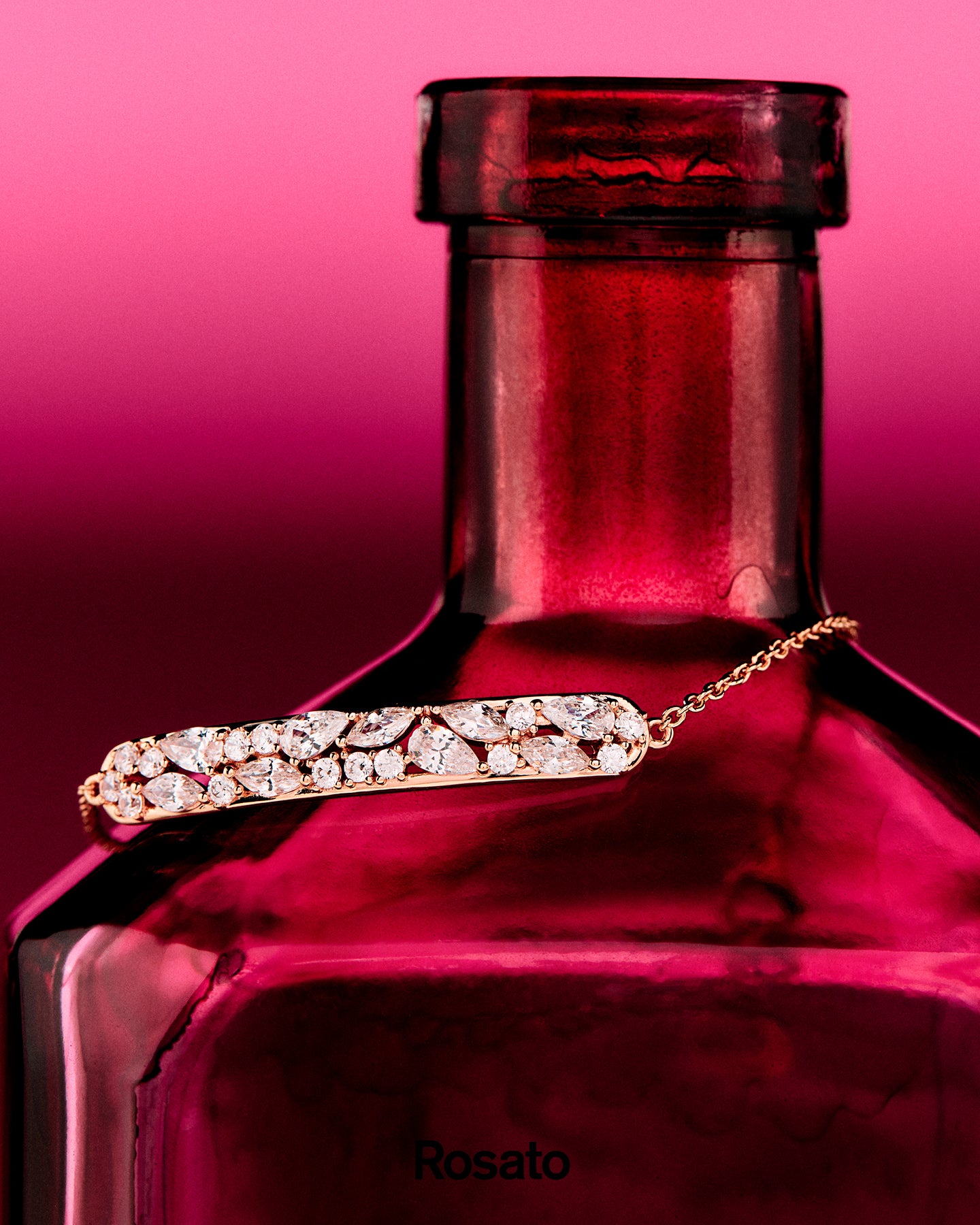 Ženska podesiva srebrna narukvica GEMMA, ROSATO